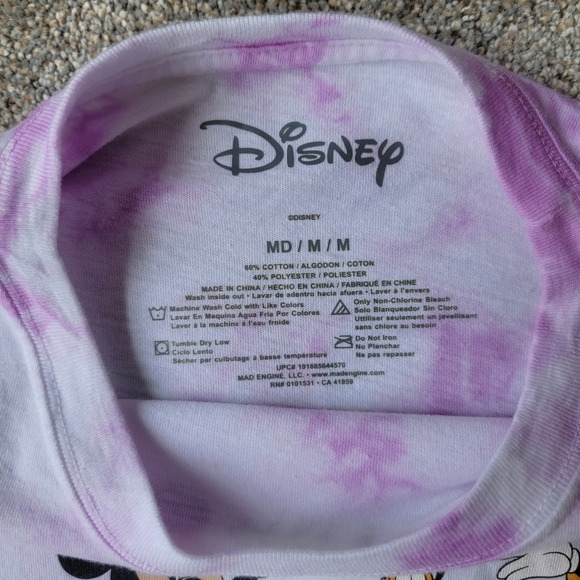Disney tie dye long sleeve cropped tee characters Front & Back. M - Picture 5 of 10